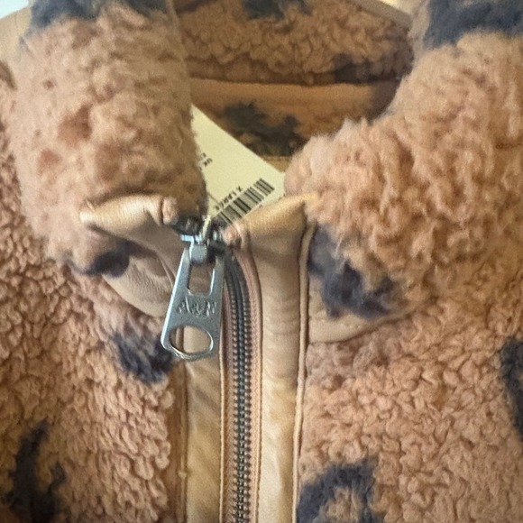 NWT Abercrombie & Fitch Leopard Print Sherpa Fleece Zip Jacket Brown XL NEW - Picture 5 of 10